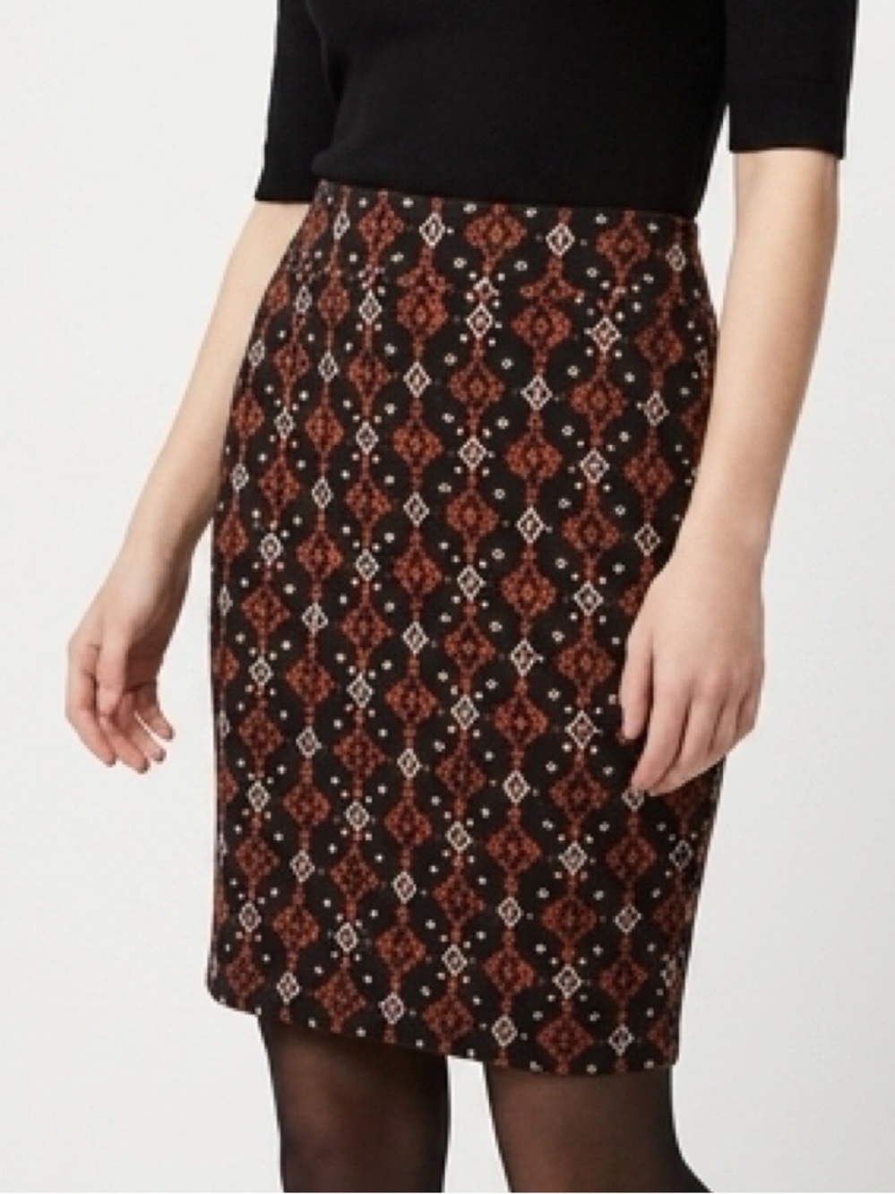 torrid Black & Rust Geometric Stretch Pencil Skirt
